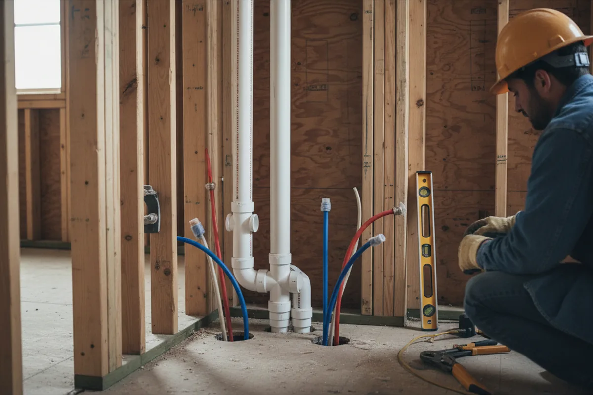 Drain and supply rough-in during Sump Pump Repair in Dumfries
