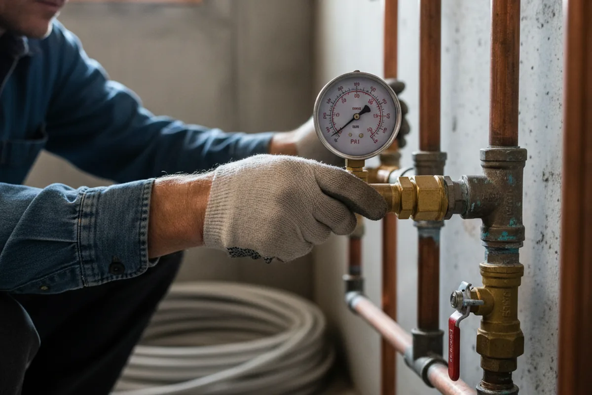 Pressure testing a repaired line during Water Line Repair in Dumfries